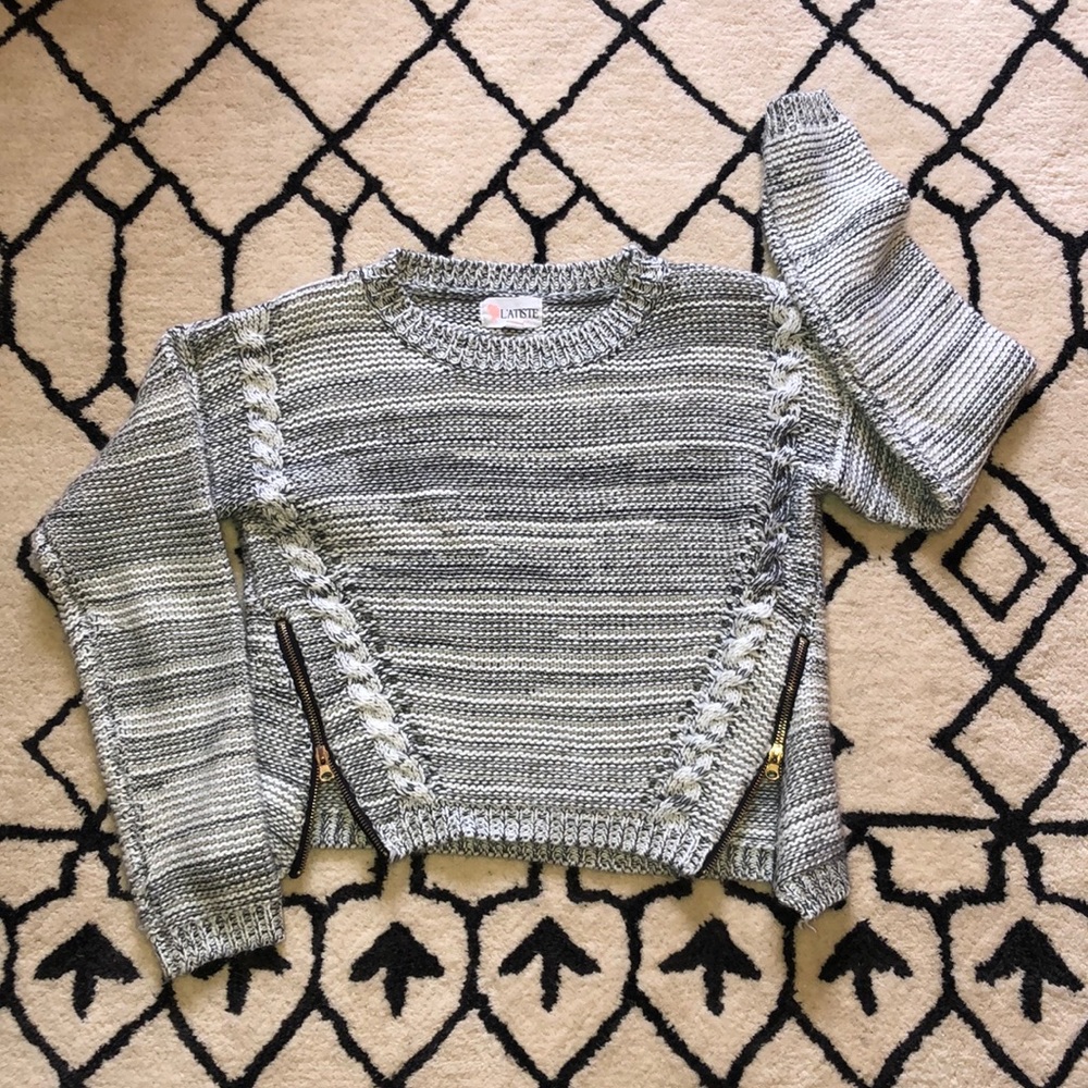 L’ATISTE Zipper Detail Chunky Knit Sweater Small